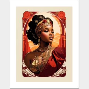 Black Woman African Queen retro vintage floral design Posters and Art